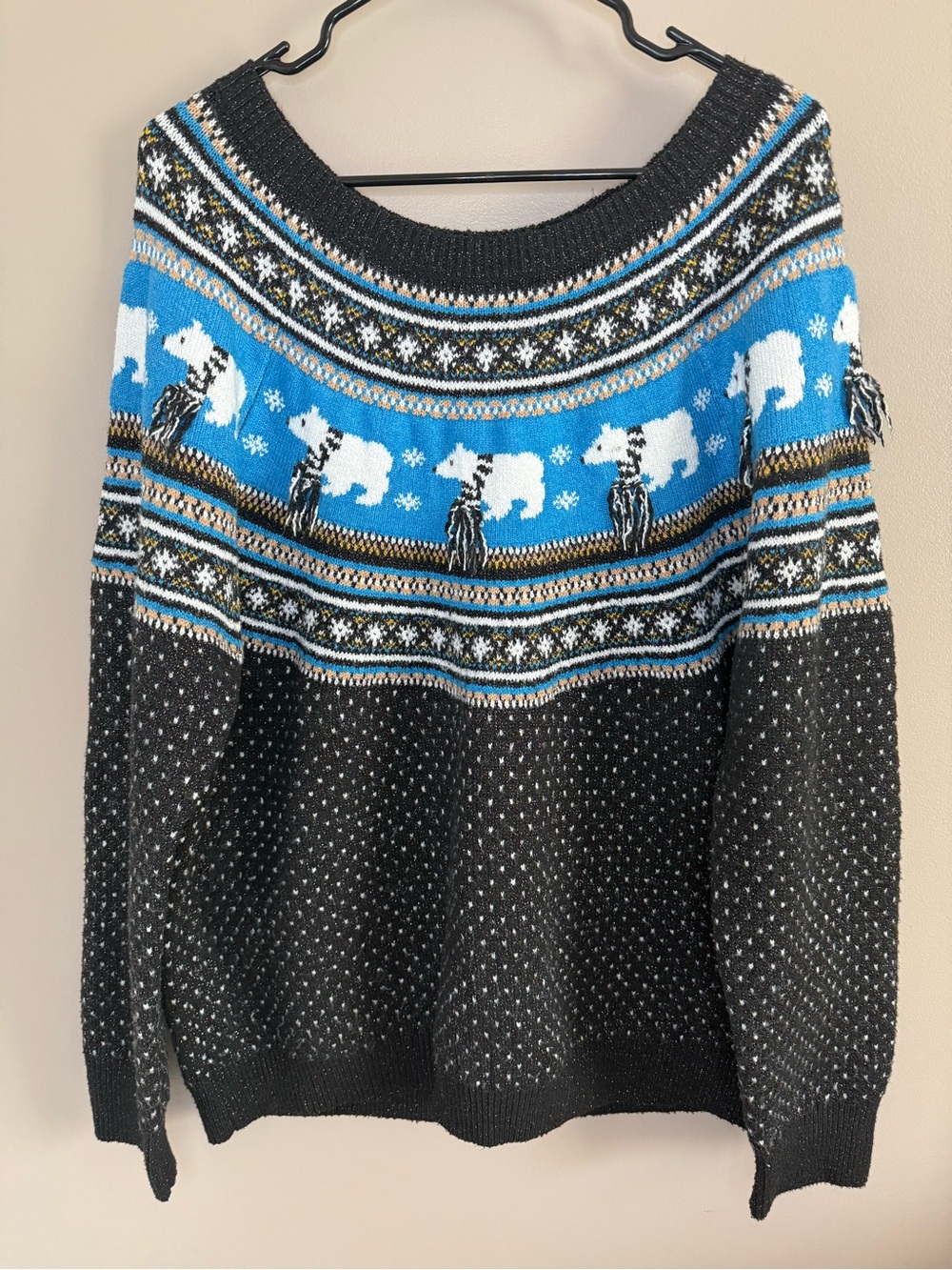 Black Polar Bear Fair Isle Nordic Holiday
Ugly Christmas Sweater Women’s 1X